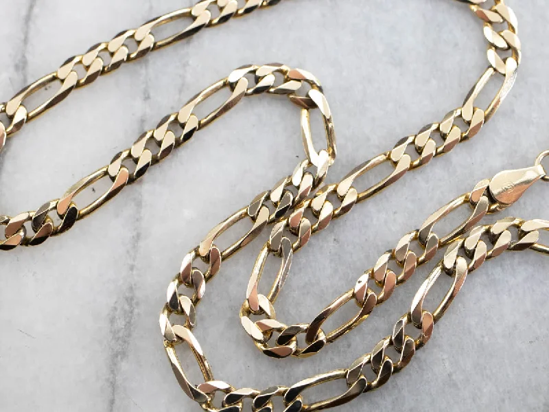 Glittering crystal necklaces-Italian Yellow Gold Figaro Chain Necklace