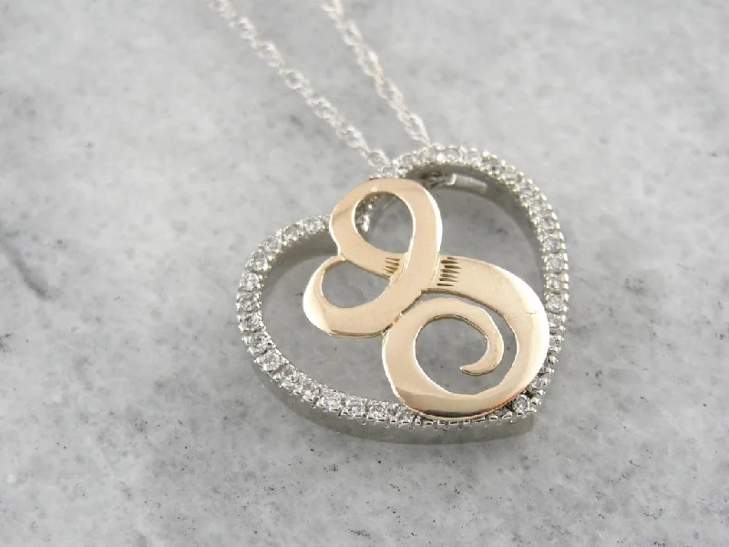 Regency style necklaces-Someone Special, Diamond Heart and L Monogram Necklace