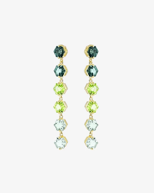 Classic pearl earrings-Classic pearl earrings-Amalfi Hexagon Cut Green Ombre Midi Drop Earrings