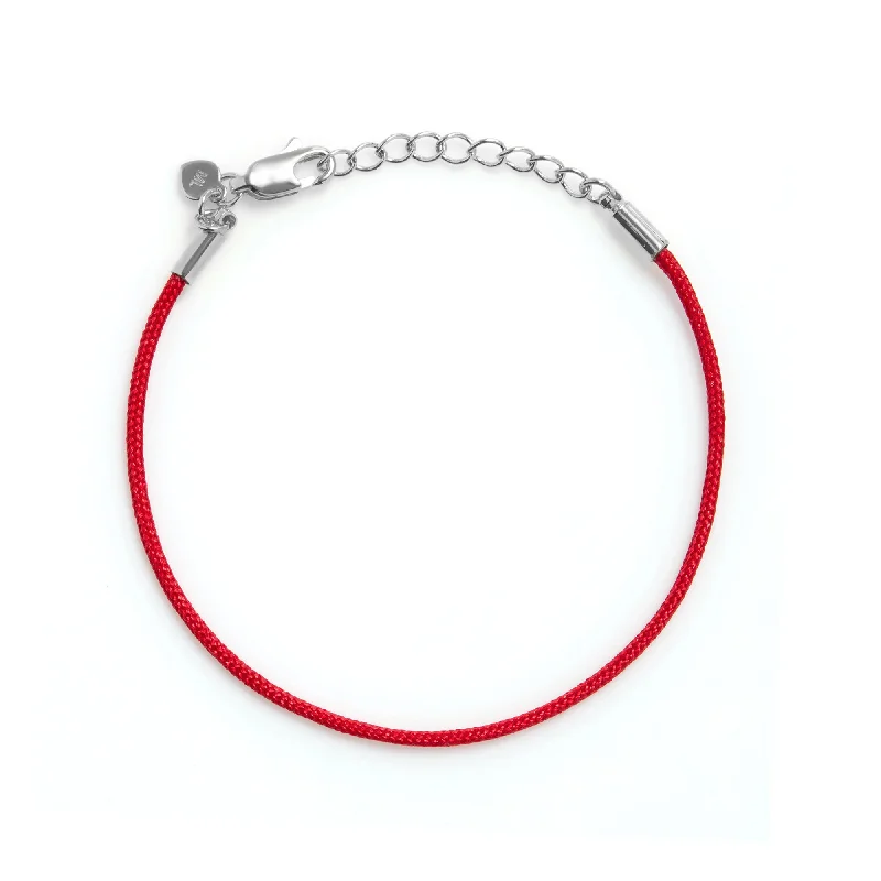 Ethnic weave bangles-Children Red Bendel in Rhodium