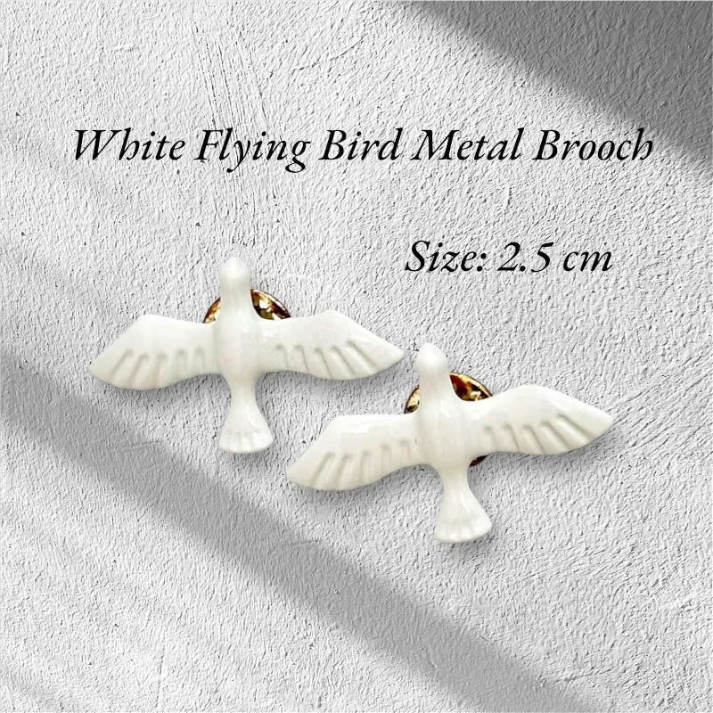 Glittering diamond brooches-White Flying Bird Metal Brooch