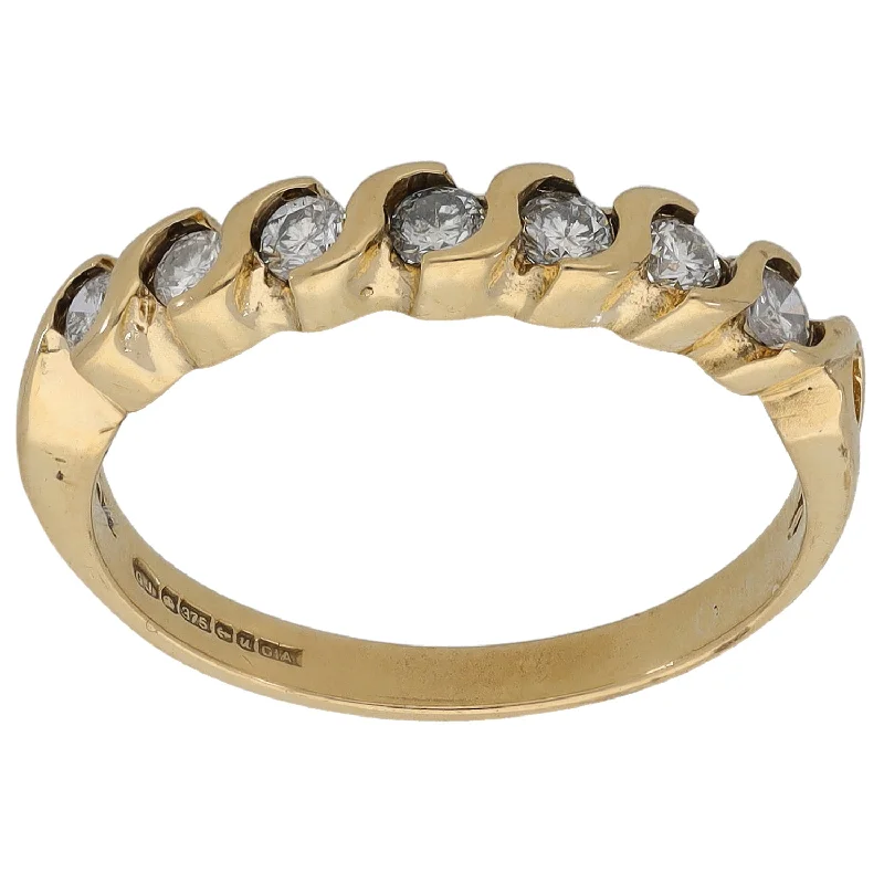 Rough texture rings-9ct Gold 0.21ct Diamond Half Eternity Ring Size P