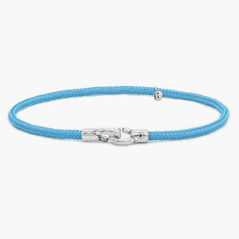 Rough cuff bracelets-3m Sailing Cord With Sterling Silver Lock (Santorini Blue)