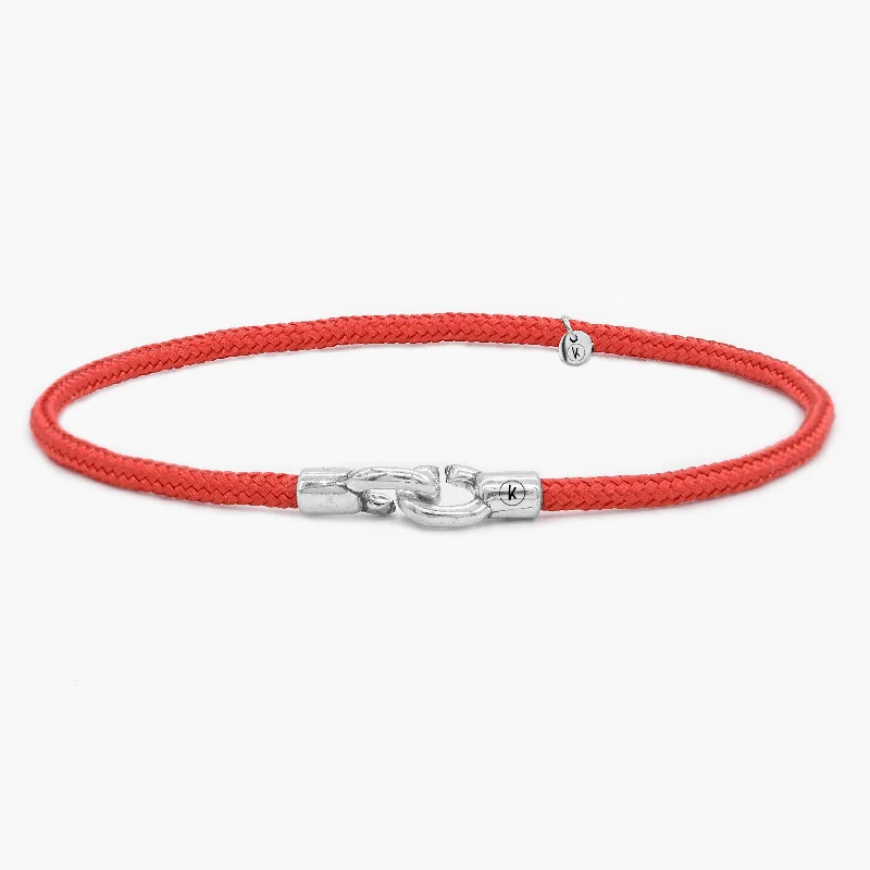 Retro lock bracelets-3m Sailing Cord With Sterling Silver Lock (Red)