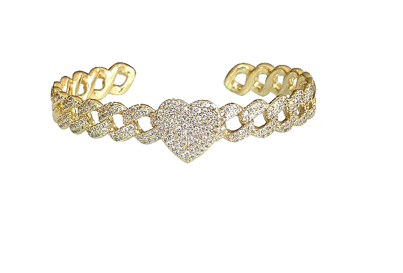 Large gem bracelets-Chain Bling Cuff