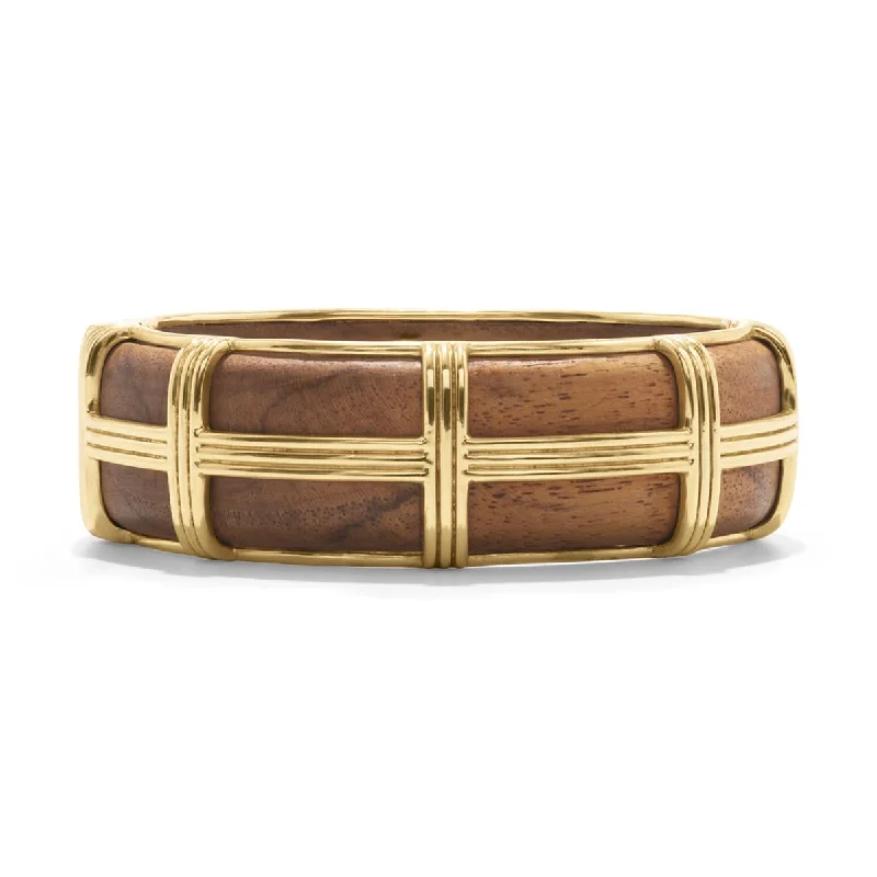 Beaded link bracelets-Gaia Hinged Bangle - Teak