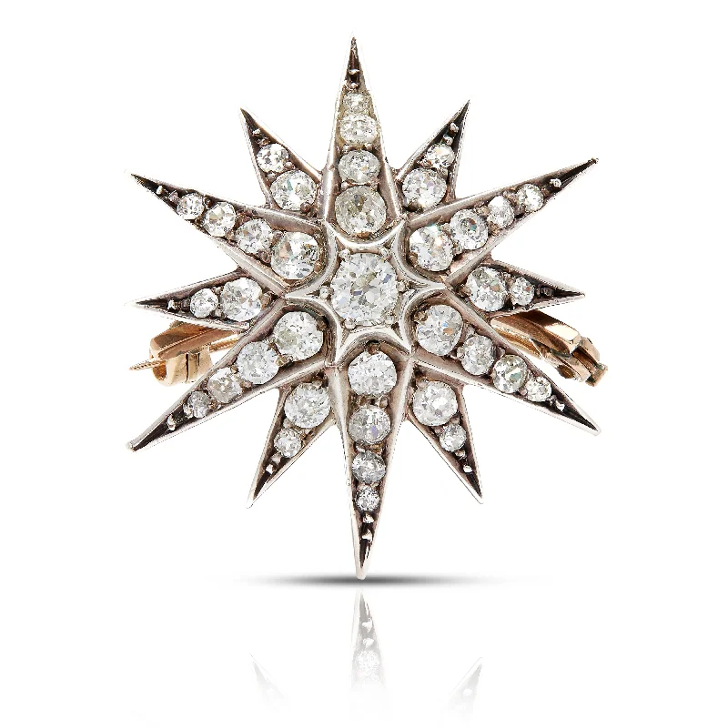 Glittering diamond brooches-Antique Starburst Diamond Brooch/Pendant/Hairpin In Original Case