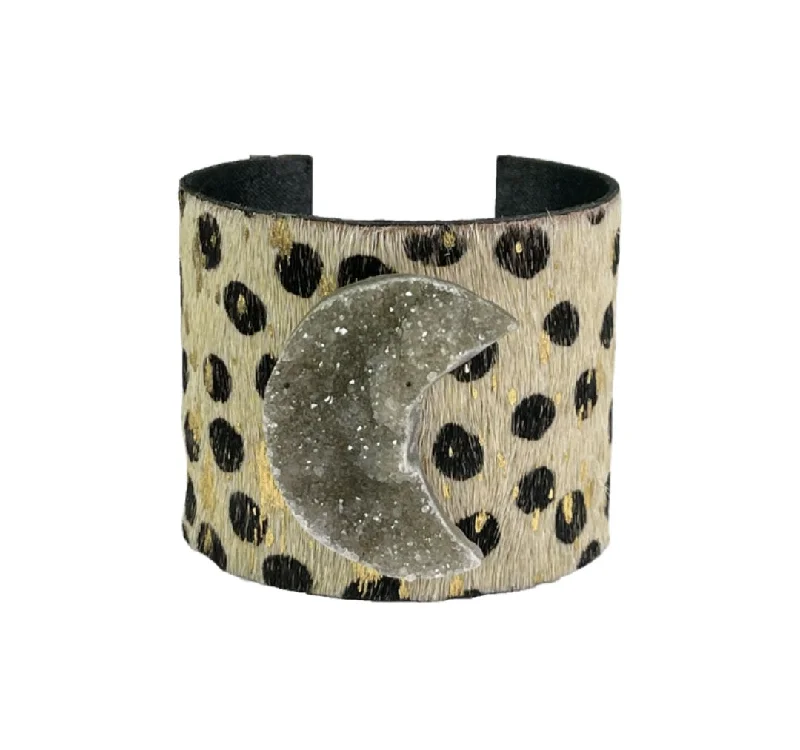 Oversized cuff bangles-The Sysana Cheetah Print  Druzy Cuff Collection