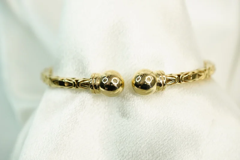 Onyx bead bracelets-14k Ball Byzantine Bangle