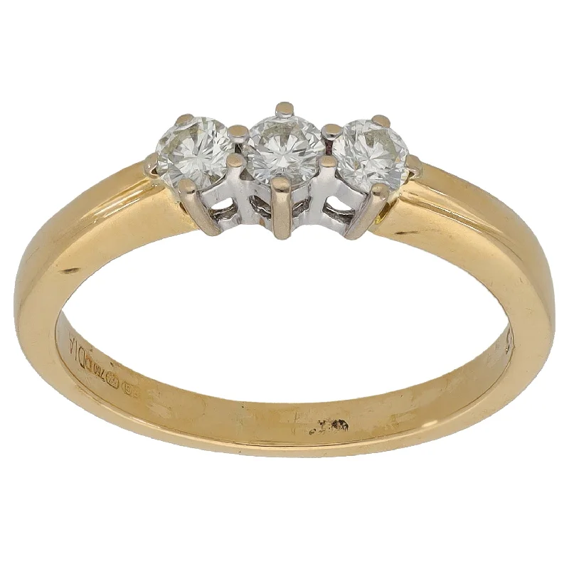 Vintage flair rings-18ct Gold 0.33ct Diamond Trilogy Ring Size M