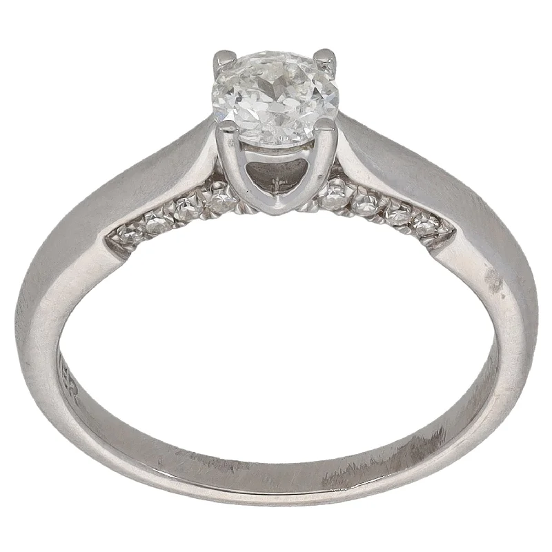 Horoscope birthstone rings-18ct White Gold 0.50ct Diamond Solitaire Ring With Accents Size K