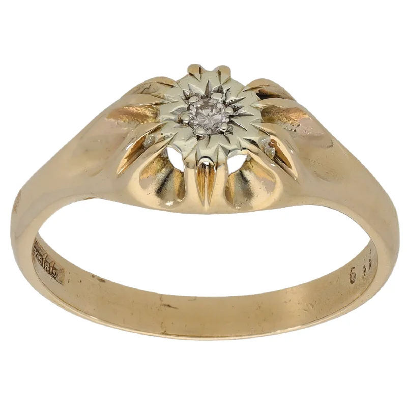 Daisy rings-9ct Bi-Colour Gold 0.05ct Diamond Solitaire Ring Size W