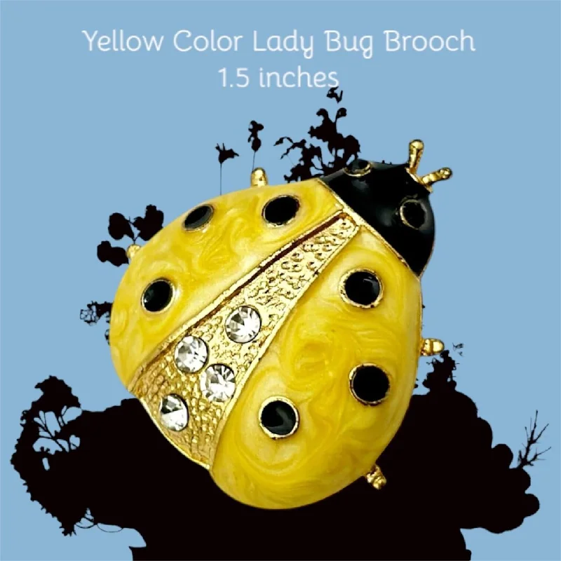 Pentagon shape brooches-Yellow Color Lady Bug Brooch