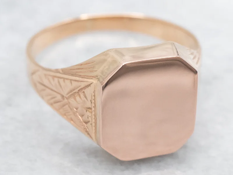 Monogram rings-Victorian Rose Gold Octagonal Top Signet Ring