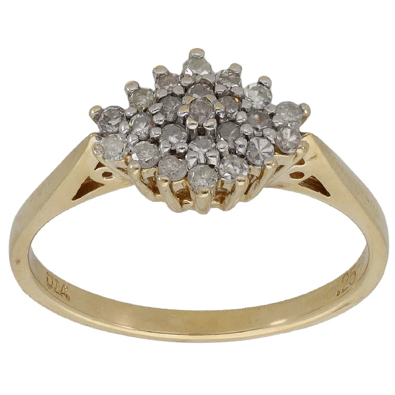 Bead trim rings-9ct Gold 0.25ct Diamond Cluster Ring Size M