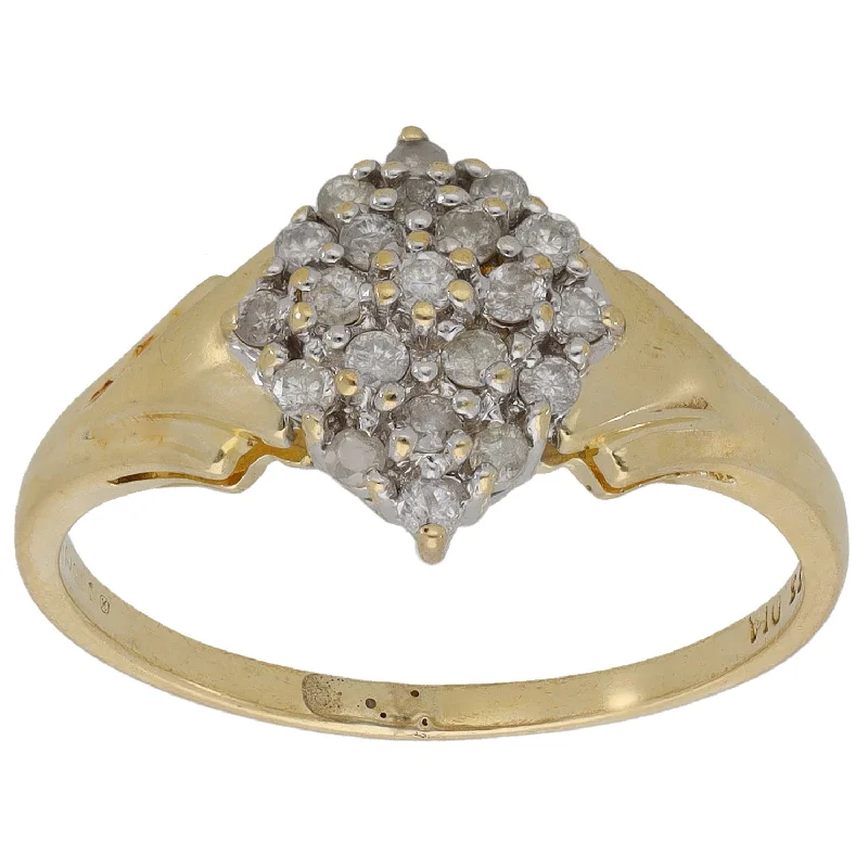 Linked loop rings-9ct Gold 0.33ct Diamond Cluster Ring Size R