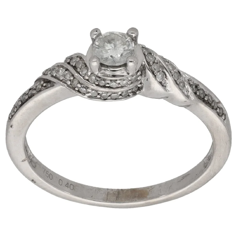 Ethnic pattern rings-18ct White Gold 0.40ct Diamond Solitaire Ring With Accent Stones Size O