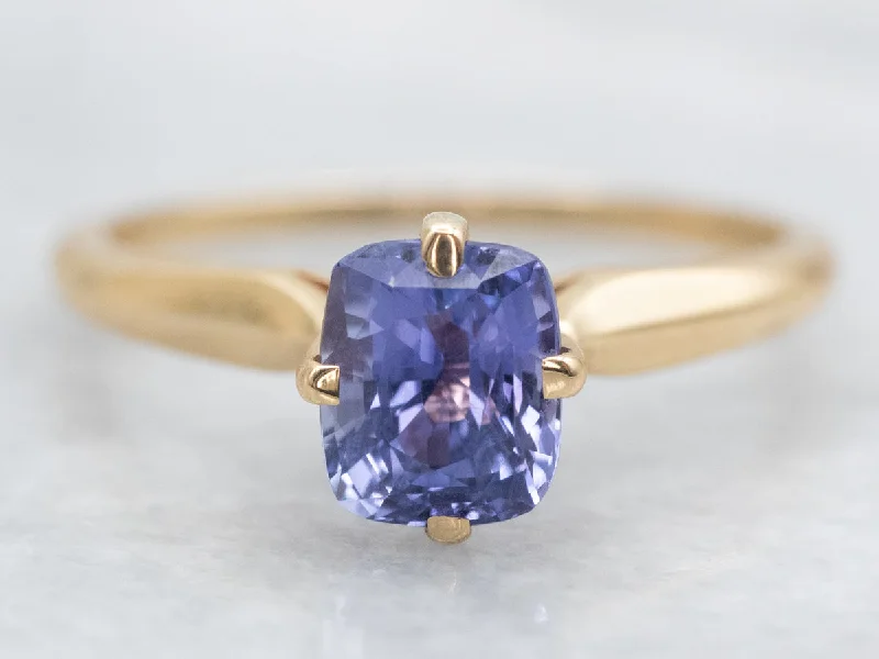 Crafted artisan rings-Cushion Cut Sapphire Solitaire Ring