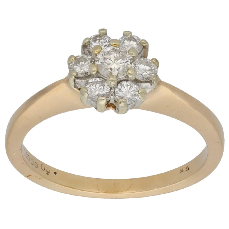 Astrology theme rings-9ct Gold 0.45ct Diamond Cluster Ring Size N