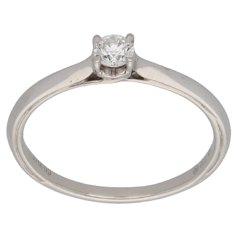 Sleek band rings-18ct White Gold 0.21ct Diamond Solitaire Ring Size N