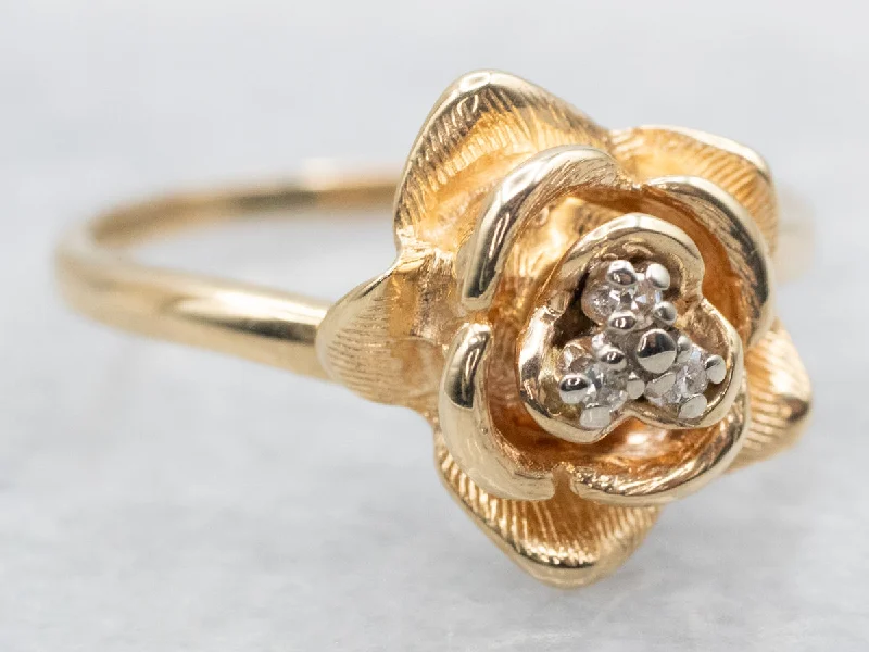 Protective eye rings-Golden Rose and Diamond Ring