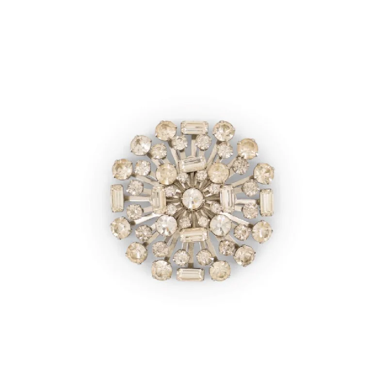 Tiered design brooches-Costume Starburst Brooch Pin With Rhinestones