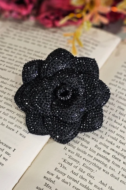 Hidden clasp brooches-Starlight Rose Follies Brooch Clip (Black)