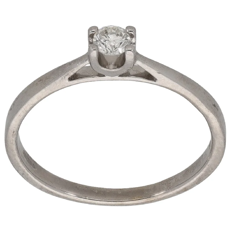 Natural wood rings-9ct White Gold 0.16ct Diamond Solitaire Ring Size P