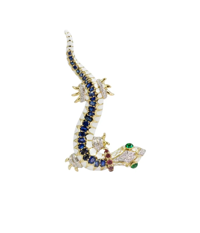 Rectangular gem brooches-Salamander Brooch