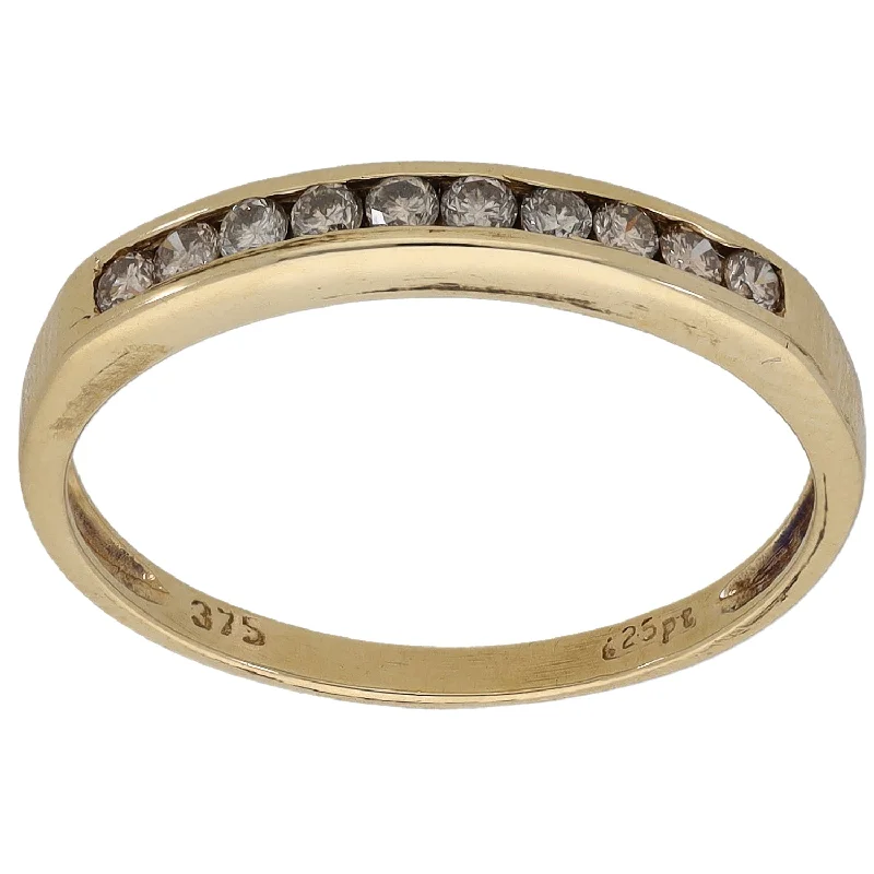 Coral inlay rings-9ct Gold 0.25ct Diamond Half Eternity Ring Size O