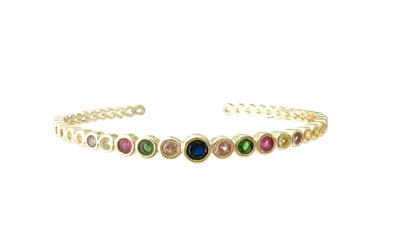 Bead trim bangles-Rainbow Gem Cuff