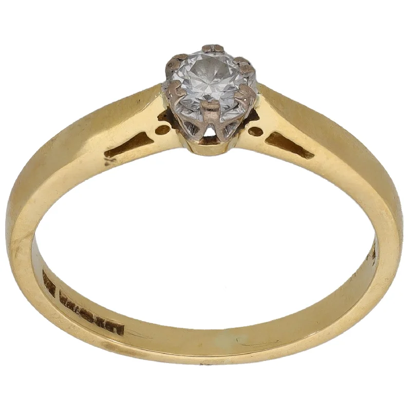 Retro wedding rings-18ct Gold 0.15ct Diamond Solitaire Ring Size K