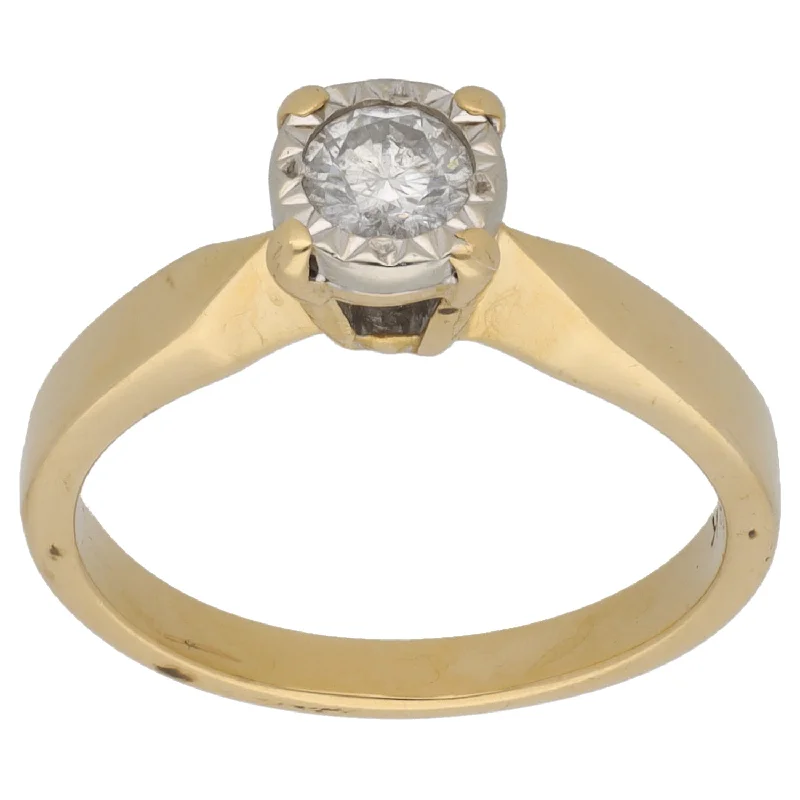 Hexagonal stone rings-18ct Gold 0.33ct Diamond Solitaire Ring Size P