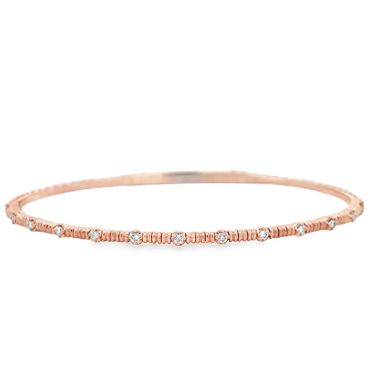 Retro cameo bracelets-Diamond Accented Flexible Bangle in Rose Gold