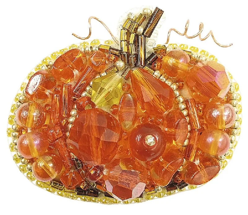 Hidden clasp brooches-BP-242C Beadwork kit for creating brooch Crystal Art "Pumpkin"