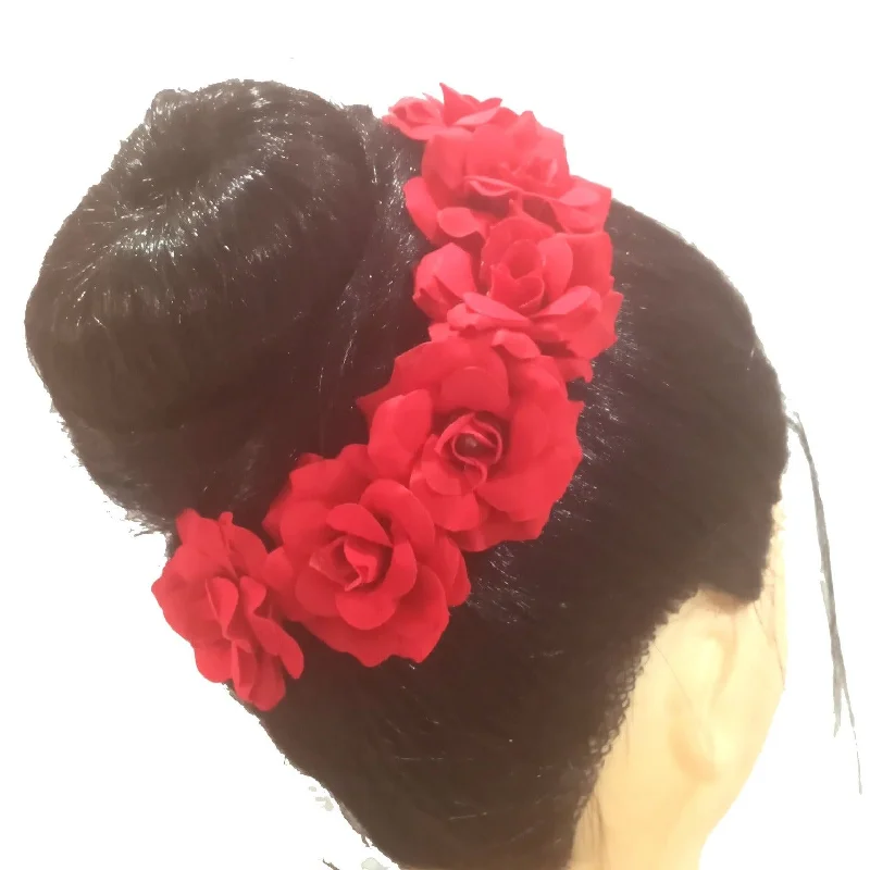 Ruby floral brooches-Kavyas Kreation Designer Floral Hair Brooch