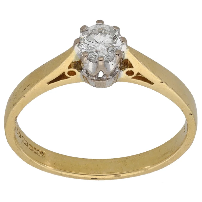 Flexible open rings-18ct Gold 0.32ct Diamond Solitaire Ring Size M