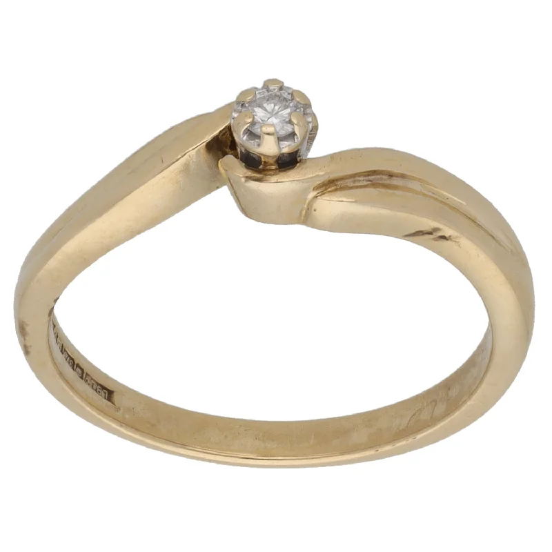 Pink gold rings-9ct Gold 0.07ct Diamond Solitaire Ring Size N