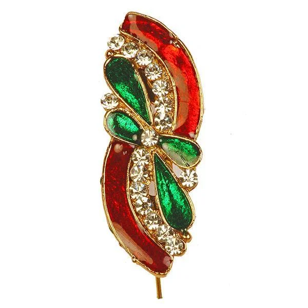 Tiny heart brooches-Kriaa Meenakari  Austrian Stone Stone Maroon & Green Saree Pin Brooch - 1500211