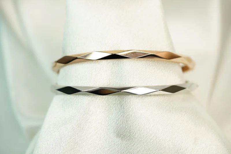 Satin finish bracelets-14k Three Gold Bangle