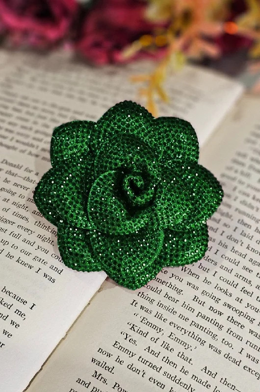 Bead trim brooches-Starlight Rose Follies Brooch Clip (Emerald Green)