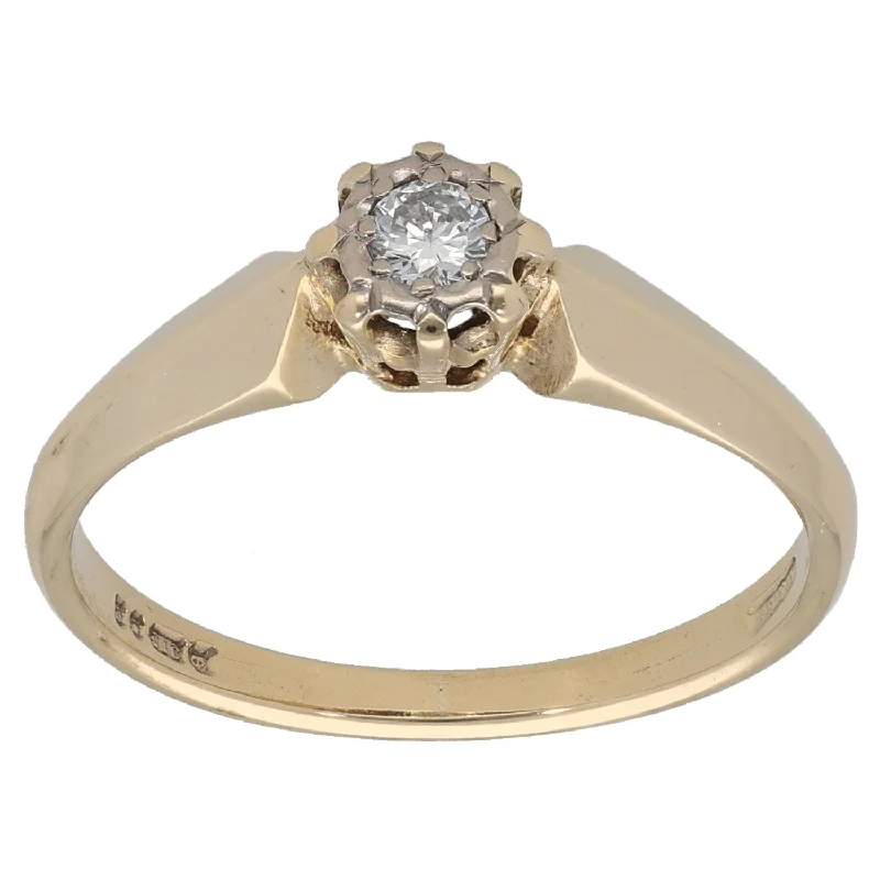 Regency style rings-9ct Gold 0.07ct Diamond Solitaire Ring Size N