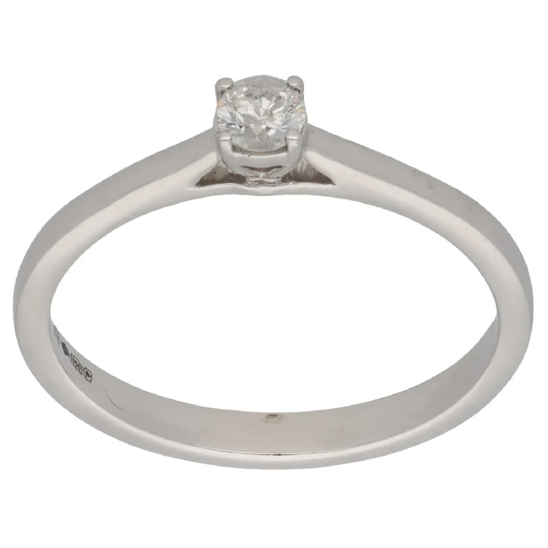 Retro deco rings-Platinum 0.18ct Diamond Solitaire Ring Size R