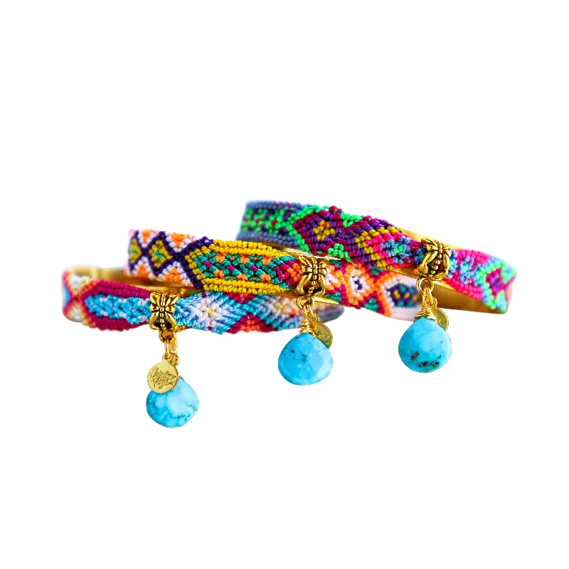 Ladybug bracelets-Friendship Bangles in Turq Multi