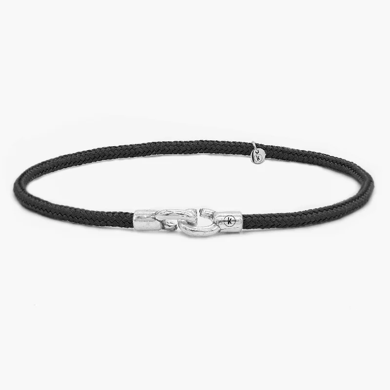 Freshwater pearl bracelets-3m Sailing Cord With Sterling Silver Lock (Black)