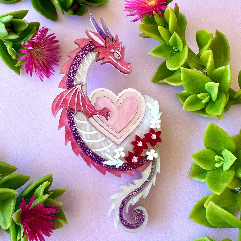 Ornate filigree brooches-Valentine’s Dragon - Brooch