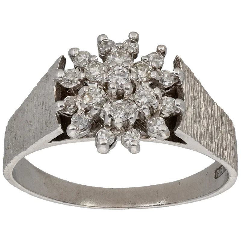 Ethnic bead rings-18ct White Gold 0.26ct Diamond Cluster Ring Size Q