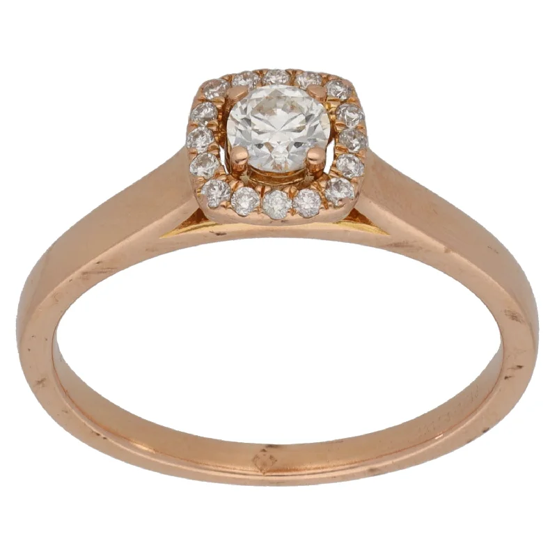 Aged silver rings-18ct Rose Gold 0.33ct Diamond Cluster Ring Size N