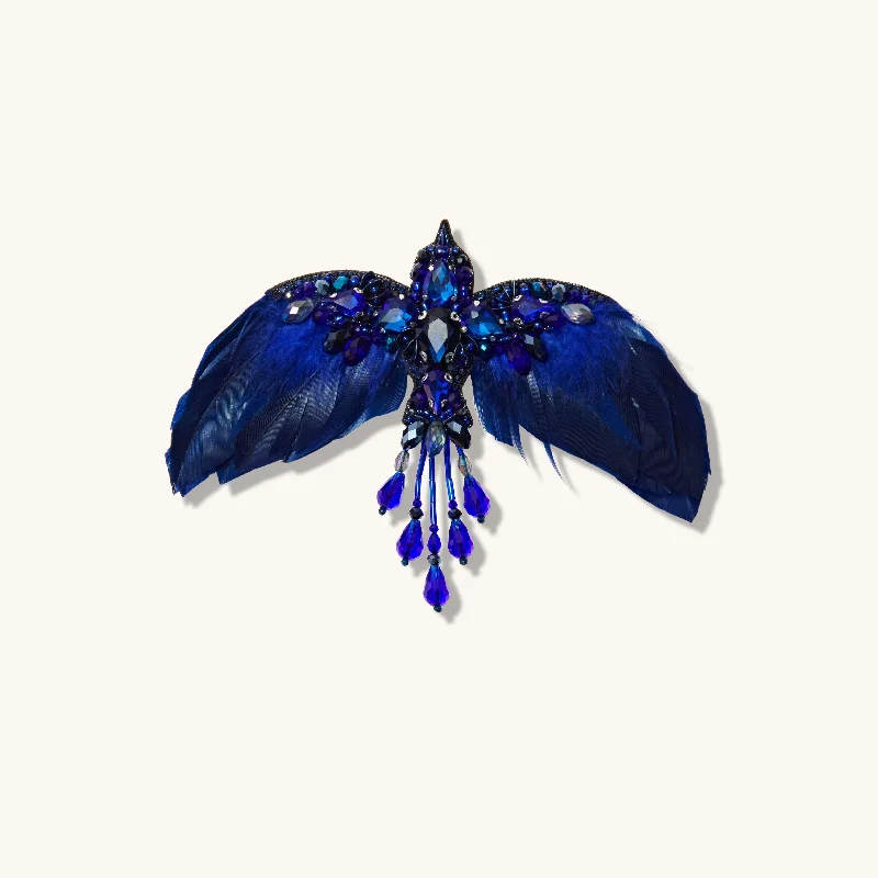 Rustic floral brooches-Phoenix Rising Sapphire Brooch Mini