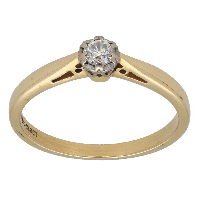 Rattan style rings-18ct Gold 0.15ct Diamond Solitaire Ring Size L